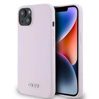 DKNY šķidrā silikona mazā metāla logotipa magnētiskais viedtālruņa apvalks iPhone 14 / 15 / 13 - rozā