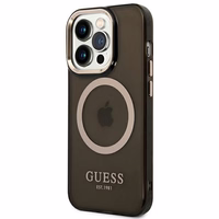 Guess GUHMP14XHTCMK iPhone 14 Pro Max 6.7" melns/melns cietais apvalks Zelta kontūra Daļēji caurspīdīgs Magnētiskais