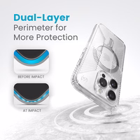 Speck Presidio Perfect-Clear Grip ClickLock & MagSafe - iPhone 15 Pro maciņš (Clear / Chrome Finish / Serene sudrabs)