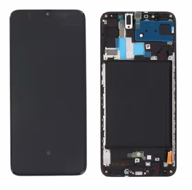 LCD screen Samsung A705 A70 2019 ar touch screen un frame Melns original (service pack)