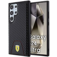 Ferrari Carbon Stitched Bottom viedtālruņa apvalks Samsung Galaxy S24 Ultra - melns