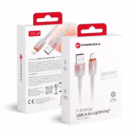 FORCELL F-ENERGY C353 kabelis USB A uz Lightning 2,4A 12W Gradient 1 m balts
