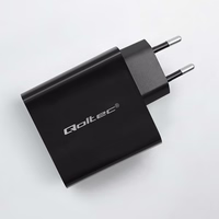 Qoltec 52380 Super Quick PD Charger | 1xUSB-C | 1xUSB | 65W | 5-20V | 1.5-3.25A | melns