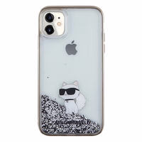 Karl Lagerfeld Liquid Glitter Choupette viedtālruņa apvalks iPhone 11 / Xr - caurspīdīgs