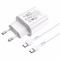 Lādētājs Hoco N22 25W USB-C + USB-C uz USB-C kabelis 1.0m, balts