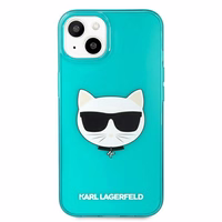 Karl Lagerfeld Mirdzošs Choupette Fluo Viedtālruņa apvalks iPhone 13 mini 5.4" - zila