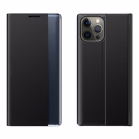 Sleep Case grāmatas tipa viedtālruņa apvalks ar viedo logu iPhone 13 Pro melns