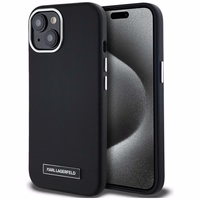 Karl Lagerfeld FW Metal Plate Magnētiskais iPhone 15 viedtālruņa apvalks - melns