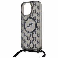 Karl Lagerfeld IML Crossbody Monogramma Karl & Choupette Head Magnētiskais Viedtālruņa apvalks iPhone 16 Pro Max - Melns