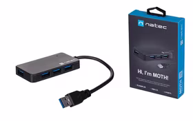 NATEC Hub USB 3.0 Moth (4 ports, melns)