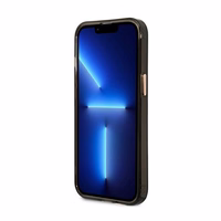 Viedtālruņa apvalks iPhone 13 Pro Max 6.7 - melns Silikona Logo plāksne MagSafe ar zelta kontūra caurspīdīgu