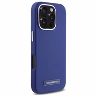 Karl Lagerfeld FW Metal Plate Magnētiskais viedtālruņa apvalks iPhone 16 Pro Max - zils