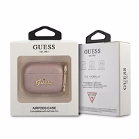 Guess GUAPSASMP Vāciņš AirPods Pro rozā Saffiano Script Metal kolekcija