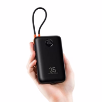 VEGER portatīvais lādētājs 20000 mAh ar iebūvētiem kabeliem Type C / Lightning PD QC3.0 35W K2 (W2068) melns