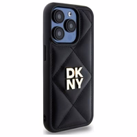 DKNY Quilted Stack Logo viedtālruņa apvalks iPhone 15 Pro - melns