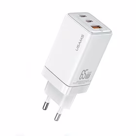 USAMS Tīkla lādētājs 2xUSB-C+1xUSB 65W (tikai galviņa) GaN PD3.0 +QC3.0 Fast Charging balts Sandru Series CC180TC02 (US-CC180)