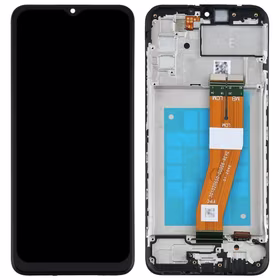LCD screen Samsung A025G A02s 2020 ar touch screen un frame Melns original