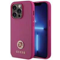 Guess GUHCP15XPS4DGPP iPhone 15 Pro Max 6.7" rozā/rozā cietais apvalks Strass Metāla Logotips