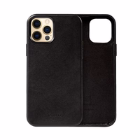 Crong Essential Cover - iPhone 12 Pro Max Faux Leather maciņš (melns)