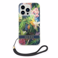 Guess GUOHCP14XHFLSB iPhone 14 Pro Max 6.7 "zils/zils cietais apvalks Ziedu siksna