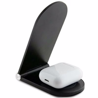 Ferrari MagSafe MagSafe salokāmais 2in1 15W induktīvais lādētājs ar apdrukātu logotipu - melns