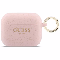 Guess Silikona Glitter Ring Maciņš for AirPods Pro 3 - rozā