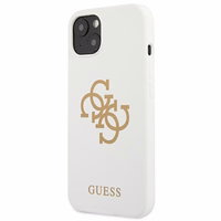 Guess GUHCP13SLS4GGWH iPhone 13 mini 5.4 silikona 4G logotipu kietais apvalks - balts