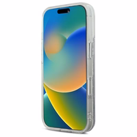 Karl Lagerfeld Liquid Glitter Karl & Choupette Head Magnētiskais iPhone 16 Plus viedtālruņa apvalks - caurspīdīgs