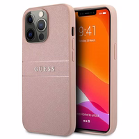 Guess GUHCP13XPSASBPI iPhone 13 Pro Max 6.7 rozā ciets apvalks Saffiano Stripe