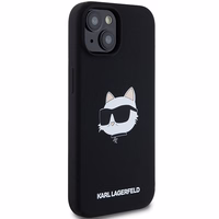 Karl Lagerfeld Silikona Choupette Head Magnētiskais viedtālruņa apvalks iPhone 15 Plus / 14 Plus – melns