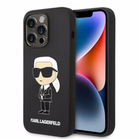 Karl Lagerfeld KLHMP14XSNIKB iPhone 14 Pro Max 6.7" cietais apvalks melns/melns Silikona Ikonik Magnētiskais