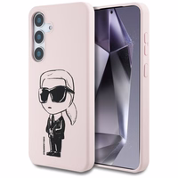 Karl Lagerfeld silikona grafiti Ikonik logotips ar magnētisko Samsung Galaxy S25 viedtālruņa apvalks rozā