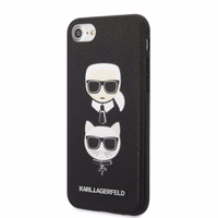 Karl Lagerfeld KLHCI8SAKICKCBK iPhone 7/8 / SE 2020 / SE 2022 melns/melns cietais apvalks Saffiano Karl&Choupette Galva