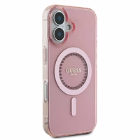 Guess IML Rhinestones Magnētiskais viedtālruņa apvalks iPhone 16 - rozā