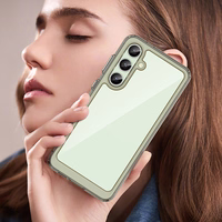 Kosmosa viedtālruņa apvalks ar gēla rāmi Samsung Galaxy S24 FE - caurspīdīgs melns