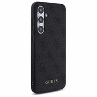 Guess GUHCS24FEG4GFGR S24 FE S721 pelēks/pelēks cietais apvalks 4G Metāla Zelta Logotips