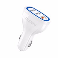 Dudao automašīnas lādētājs ar ātru uzlādi Quick Charge 3.0 QC3.0 2.4A 18W 3x USB balts (R7S white)