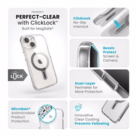Speck Presidio Perfect-Clear ClickLock & MagSafe - iPhone 17e / 16e / 15 / 14 / 13 maciņš (Clear / Chrome Finish / Serene sudrabs)