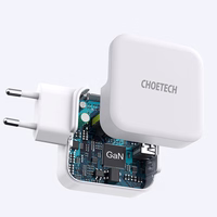 Choetech ātrais GaN sienas lādētājs USB Type C PD USB-A QC3.0 65W 3,25A balts (PD8002)
