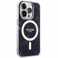 Guess GUHMP14LPCUMAK iPhone 14 Pro 6.1" melns/melns cietais apvalks Marble Magnētiskais