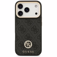 Guess 4G Strass Logo & Big Strap Metal Buttons Magnētiskais viedtālruņa apvalks iPhone 17 Pro - melns