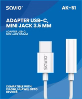 USB Type 3.1 C (M) – Jack 3.5mm (F) Audio adapter balts SAVIO AK-51