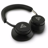 Guess Bluetooth ENC Saffiano Triangle Logo austiņas uz ausīm - melnas