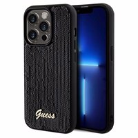 Guess Sequin Script Metal viedtālruņa apvalks iPhone 14 Pro - melns