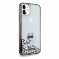 Karl Lagerfeld Liquid Glitter Choupette viedtālruņa apvalks iPhone 11 / Xr - caurspīdīgs