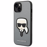 Karl Lagerfeld Saffiano Karla Galvas Plāksteris apvalks iPhone 14 - sudraba