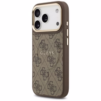 Guess 4G PU Classic Logo Magnētiskais viedtālruņa apvalks iPhone 17 Pro - brūns