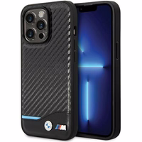 BMW Leather Carbon macins priekš iPhone 13 Pro Max - Melns