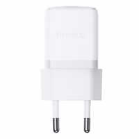 Baseus Palm 1C 20W sienas lādētājs (ar Baseus Mini White USB-C 60W (20V/3A) 1m kabeli) - balts