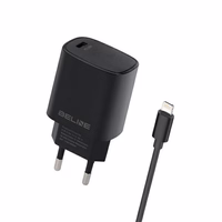 Beline Tīkla lādētājs 1x USB-C 20W + Lightning kabelis melna PD 3.0 BLNCB20L
